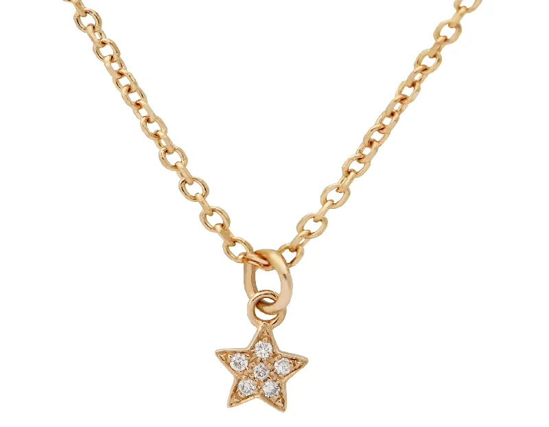 Flax cord necklaces-Petite Star Pavé Diamond Necklace