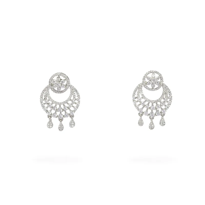 Reed style earrings-Ella Cubic Zirconia Small Earrings in Rhodium