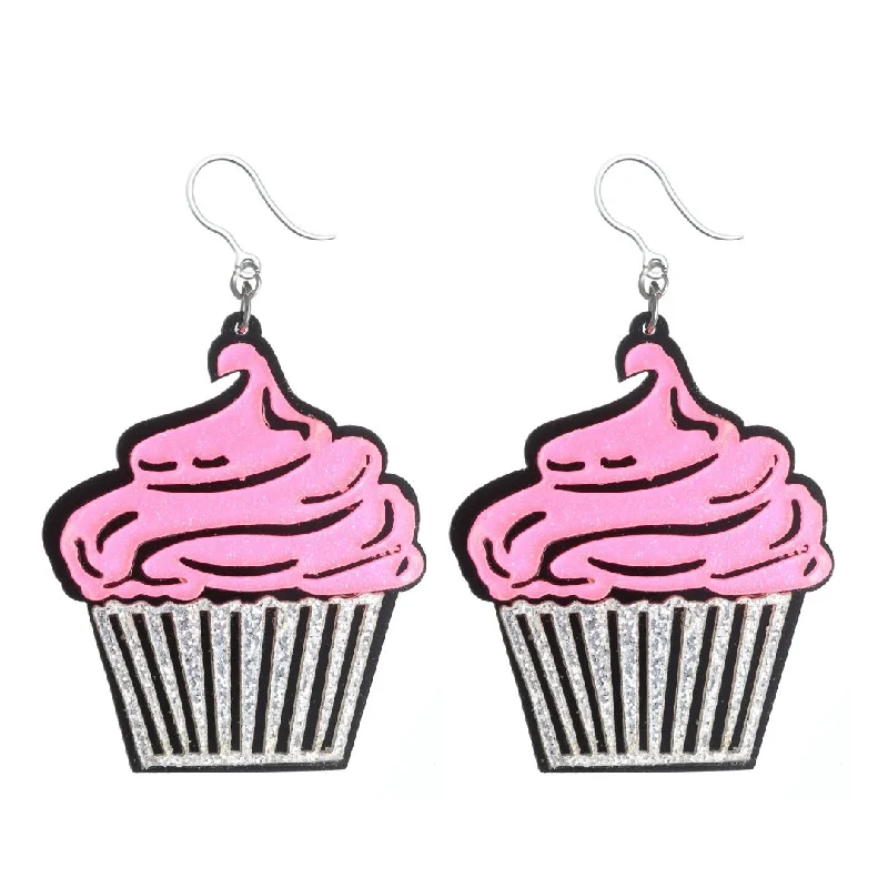 Exaggerated Cupcake Dangles Hypoallergenic Earrings for Sensitive Ears Made with Plastic Posts