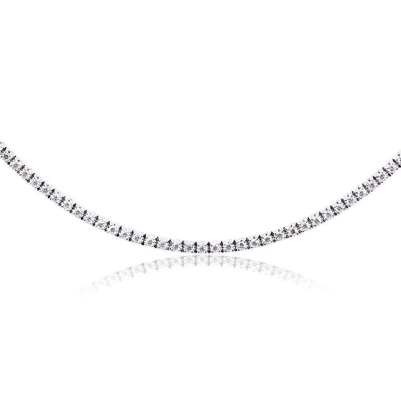 Thick bar necklaces-14K WHITE GOLD 16-INCH DIAMOND OMEGA STYLE DIAMOND NECKLACE 2.16CTW