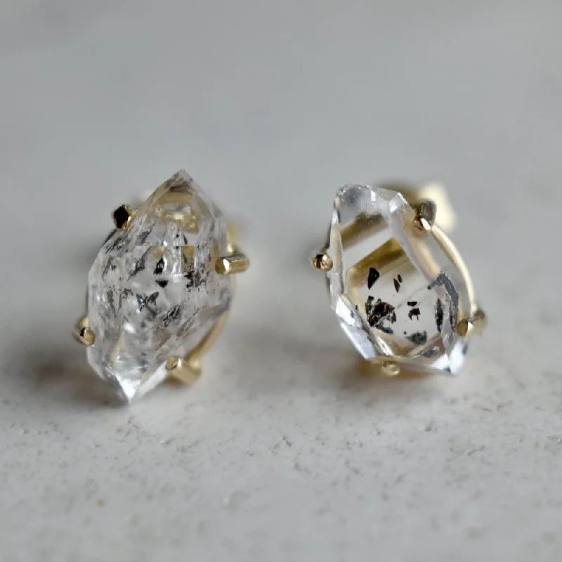 Graceful design earrings-Herkimer Quartz Claw-Set Studs