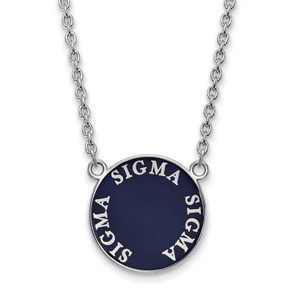 Subtle gemstone necklaces-Sterling Silver Pitt Greek Sigma Sigma Sigma Enamel Disc Necklace