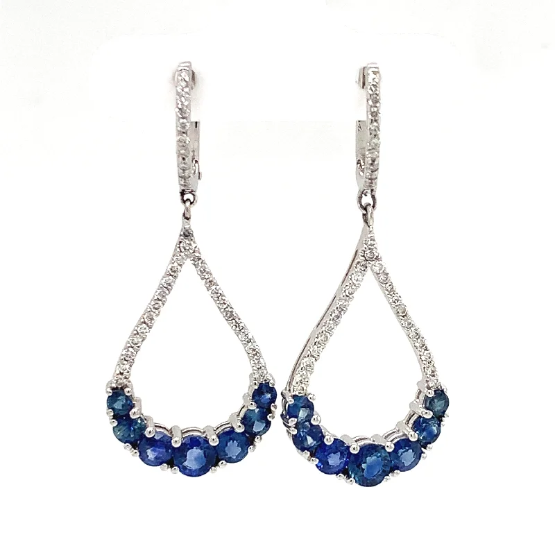 Tapered drop earrings-14 Karat White Sapphires Gemstone Earrings