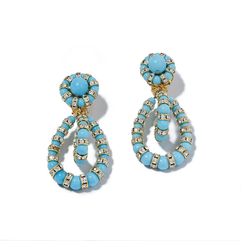 Graceful art earrings-Double Helix Earrings in Turquoise