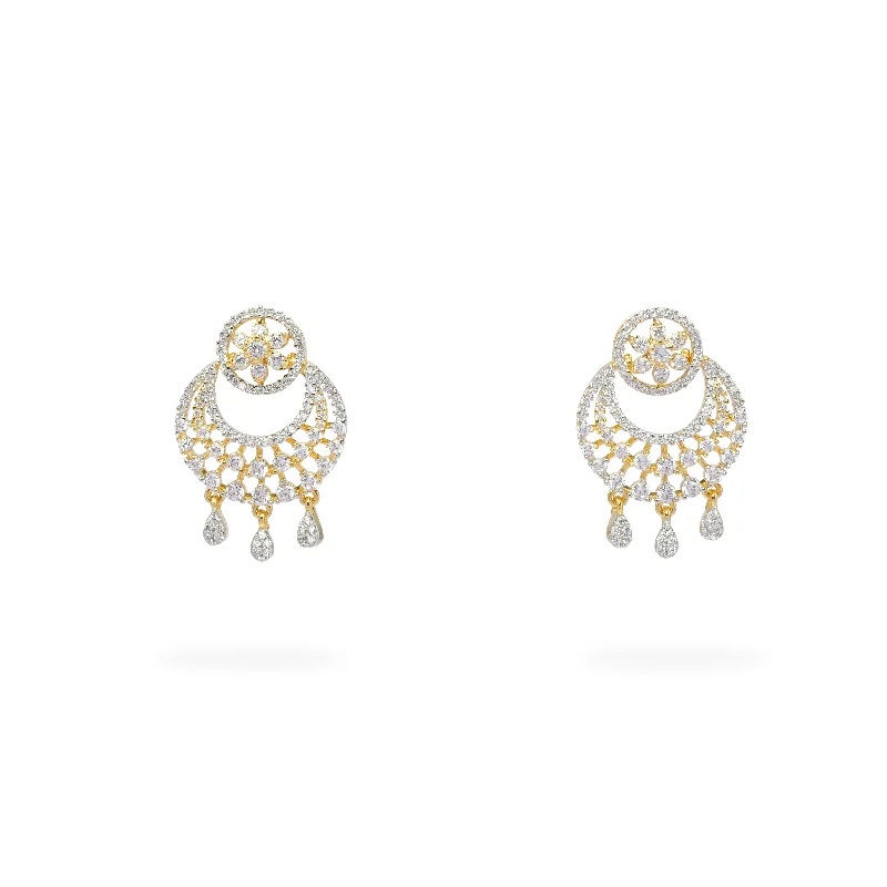 Wide tier earrings-Ella Cubic Zirconia Small Earrings in White