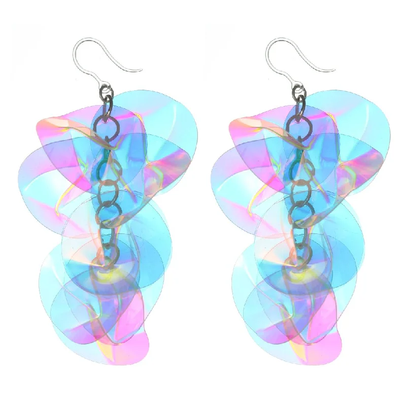 Iridescent Sequin Dangles Hypoallergenic Earrings for Sensitive Ears Made with Plastic Posts