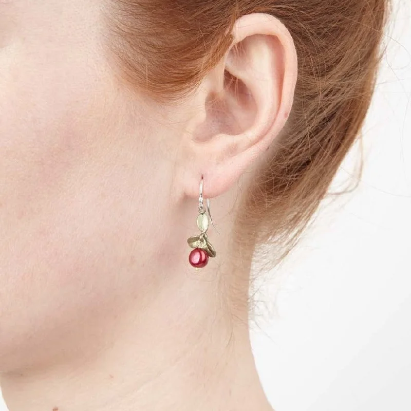 Fine drop earrings-Cranberry Drop Earrings