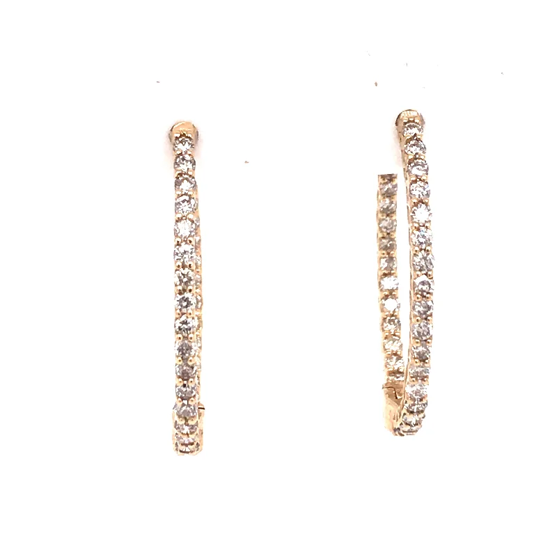 Bead-woven earrings-14 Karat Yellow Small Hoop Diamonds Earrings