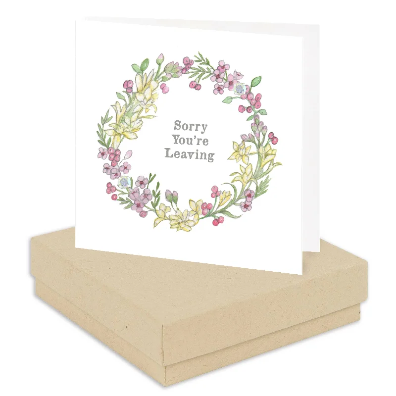 Silver Stud Earring Card with Wreath Design - Boxed Packaging