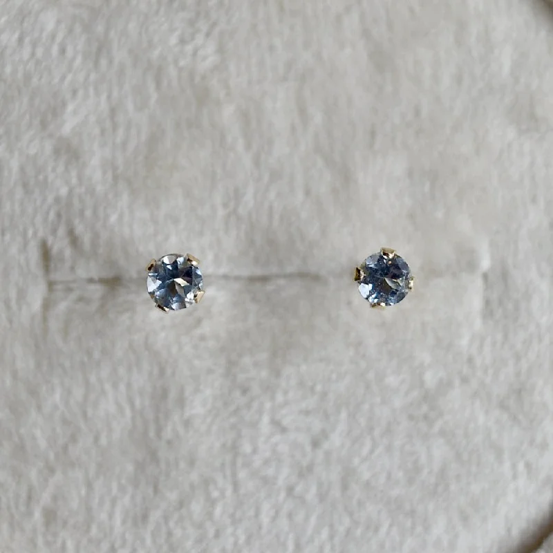 Bright stud earrings-14k Claw-Set Aquamarine Studs