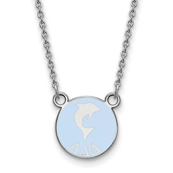 Slanted design necklaces-Sterling Silver Pitt Greek Delta Delta Delta Symbol Enamel Disc Necklace