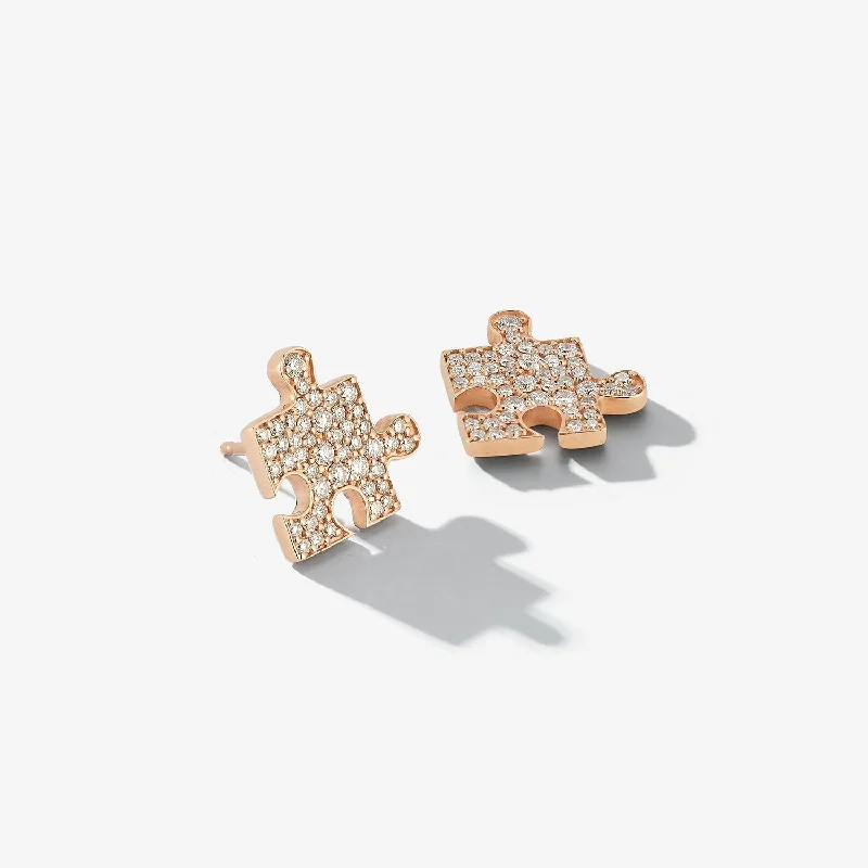 Square stud earrings-Small Dia Puzzle Studs