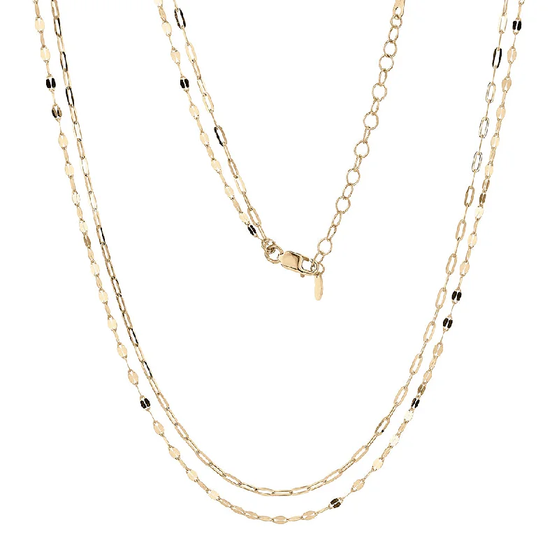 Topaz necklaces-40-45cm paperclip and mirror necklace in 10 carat yellow gold