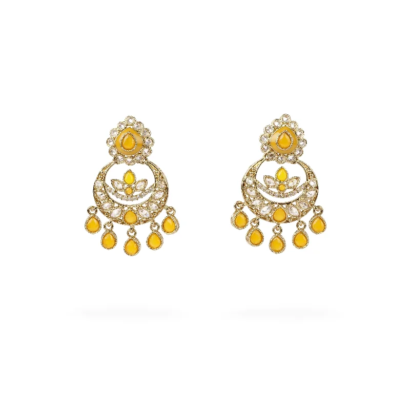 Emerald stone earrings-Fariha Small Earrings in Yellow