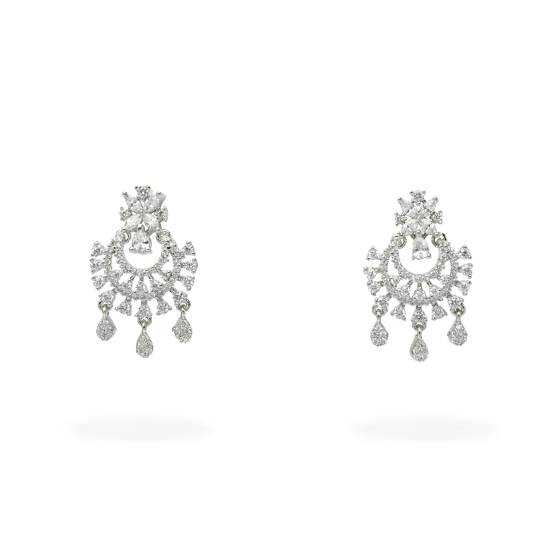 Square stud earrings-Florence Cubic Zirconia Earrings in Rhodium