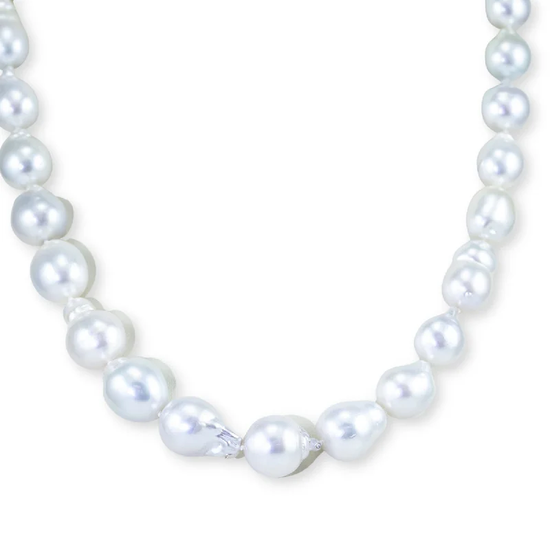 Bead-woven necklaces-14K WHITE GOLD 28-INCH WHITE BAROQUE SOUTH SEA PEARL NECKLACE