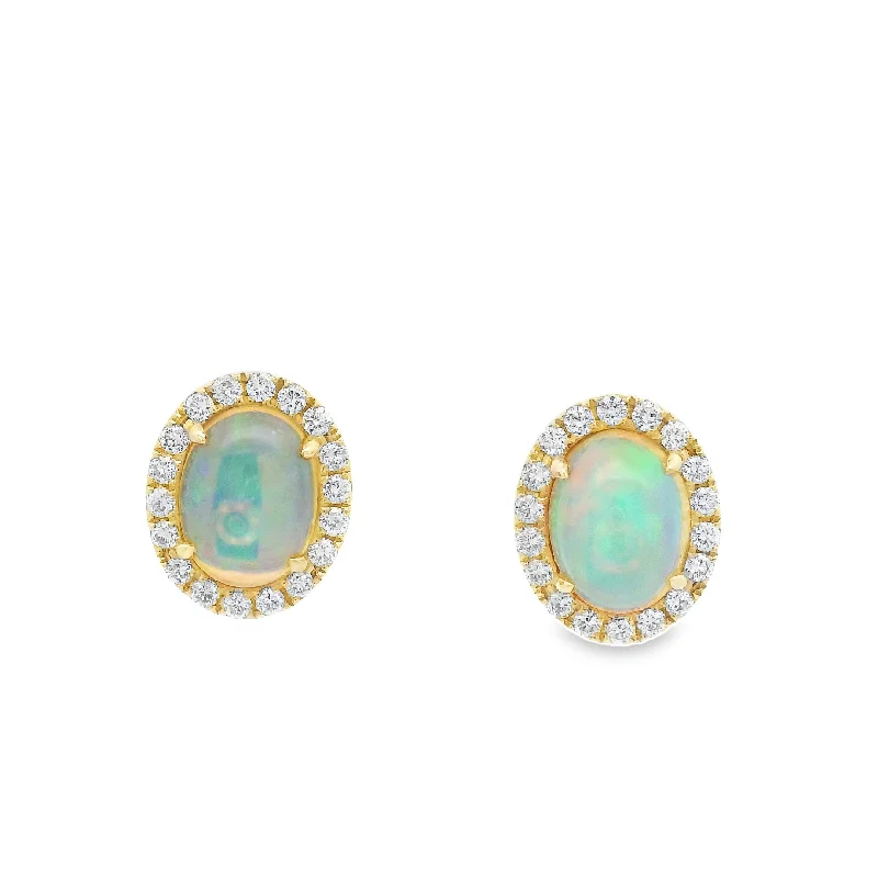 Ripple theme earrings-14 Karat Yellow Opals Gemstone Earrings