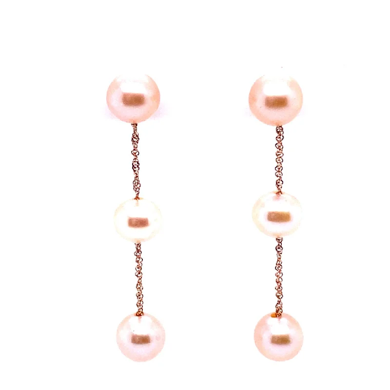 Silk tassel earrings-14 Karat Rosé Drop Earrings