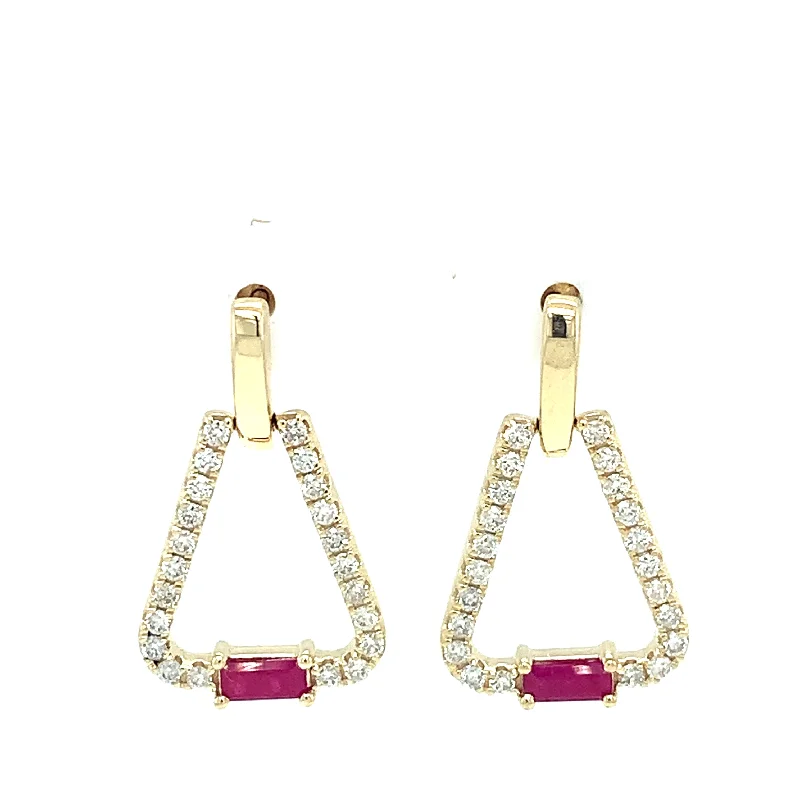 Onyx drop earrings-14 Karat Yellow Rubies Gemstone Earrings