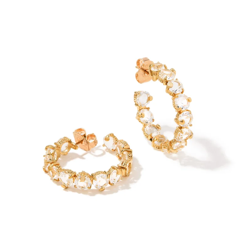 Small dot earrings-Halcyon Diamond Crystal Hoop Earrings