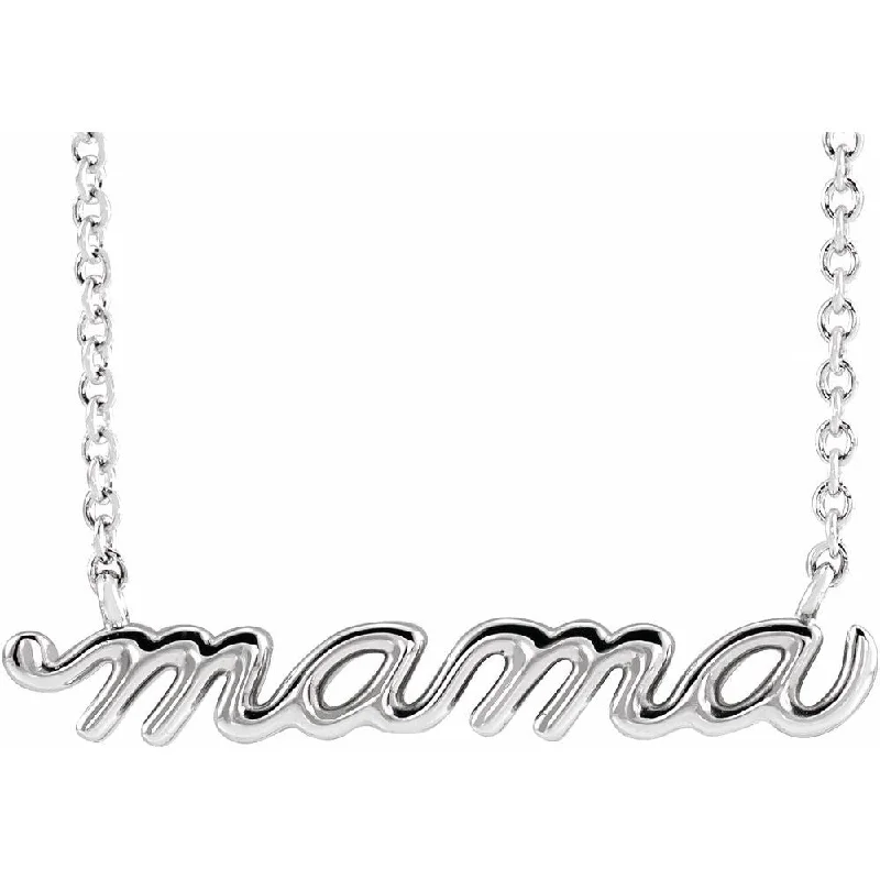 Bright stone necklaces-Sterling Silver Mama Script Necklace 18"