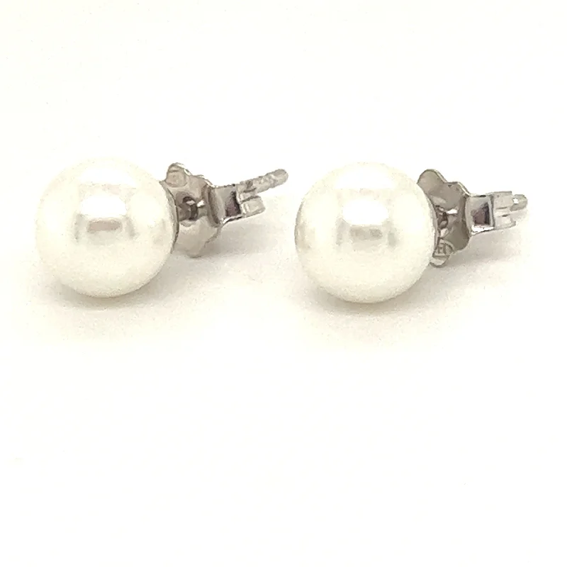 Solid hoop earrings-Coated Pearl Sterling Silver Earrings