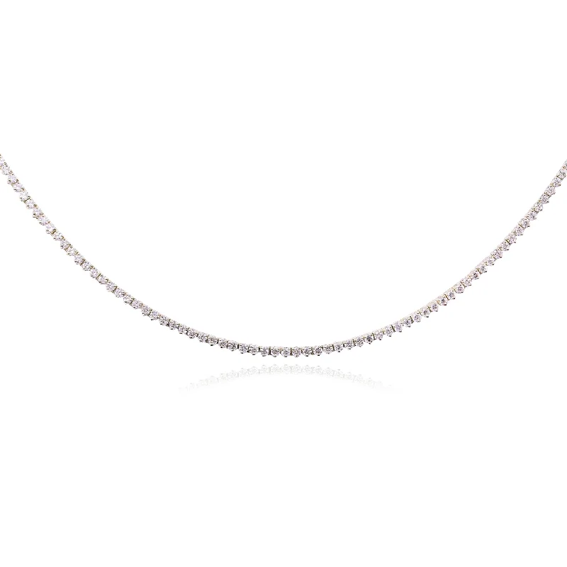 Seven-strand necklaces-14K YELLOW GOLD DIAMOND TENNIS NECKLACE - 5.56CTW