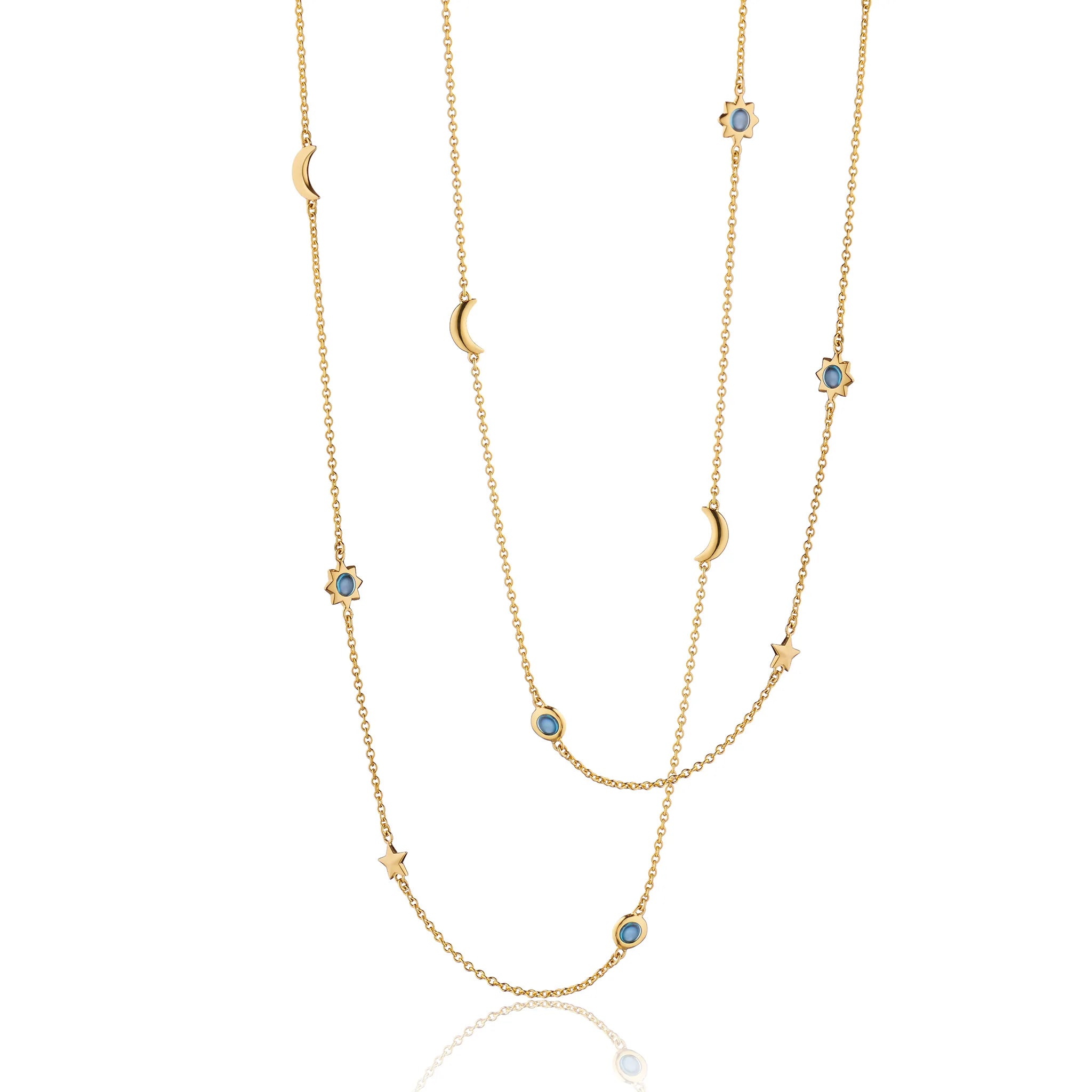 Oval gem necklaces-18K YELLOW GOLD MY SUN MOON AND STARS 36-INCH NECKLACE