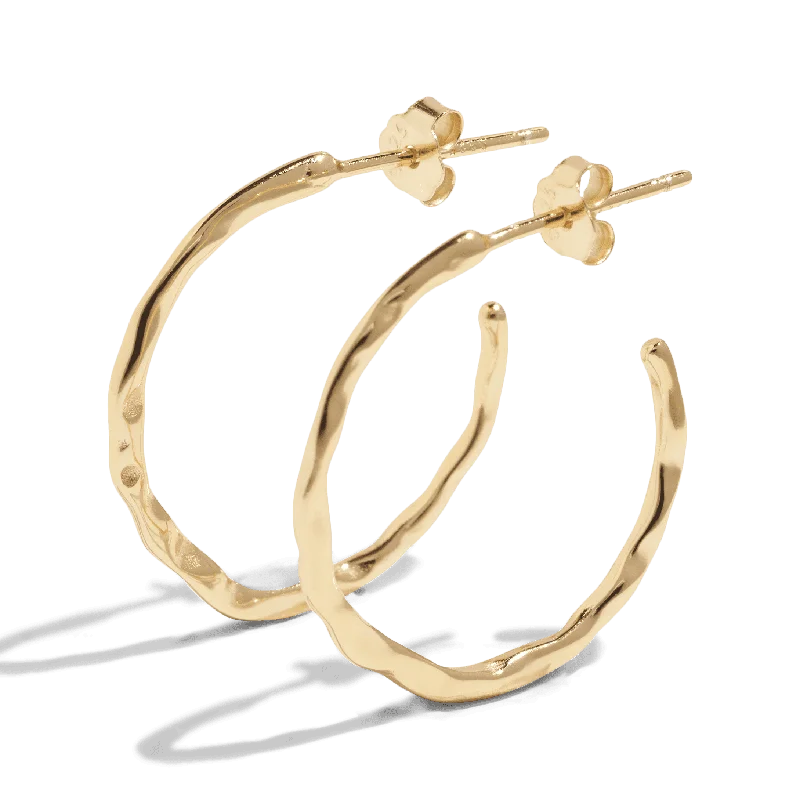 Round medallion earrings-THE LUNA HOOP - 18k gold plated