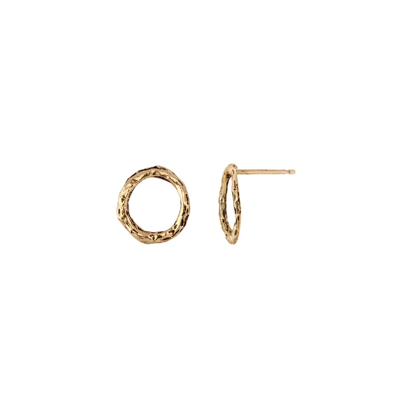 Flow drop earrings-Extra Small 14K Gold Open Circle Stud