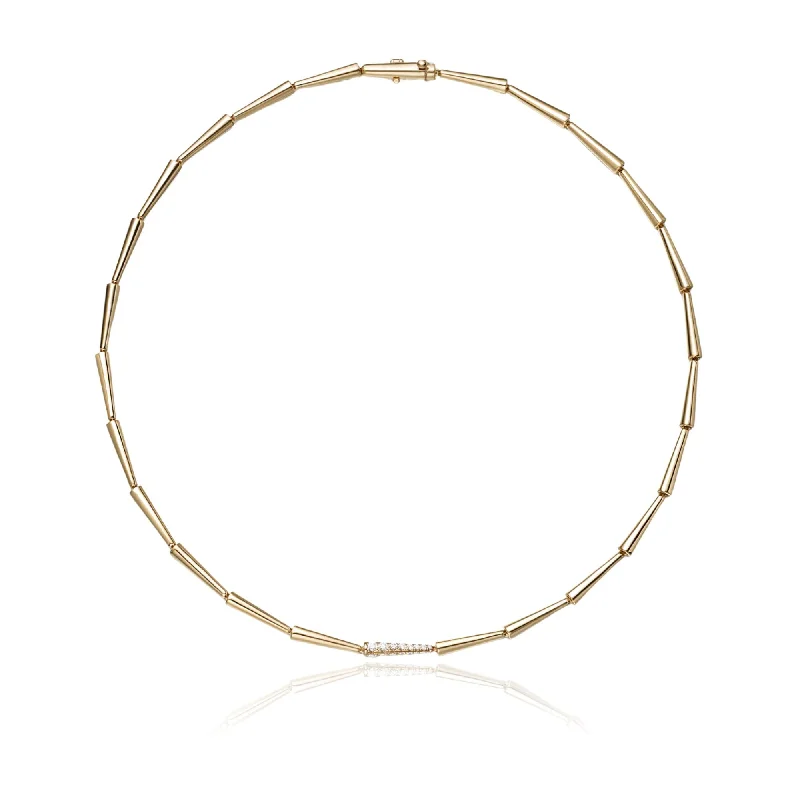 Ripple wave necklaces-MELISSA KAYE 16-INCH 18K YELLOW GOLD LOLA DIAMOND LINK NECKLACE 0.45CTW