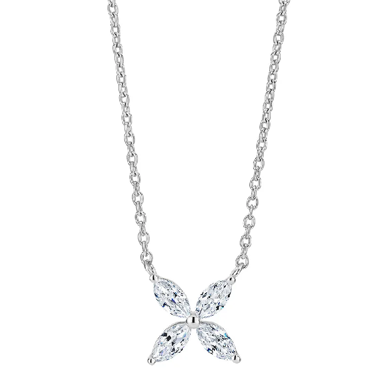 Simple cross necklaces-Necklace with 0.56 carats* of diamond simulants in sterling silver