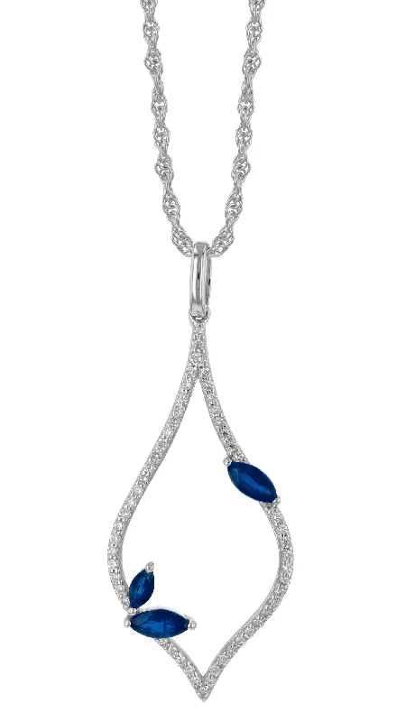 Curved pendant necklaces-Diamond And Sapphire Pendant