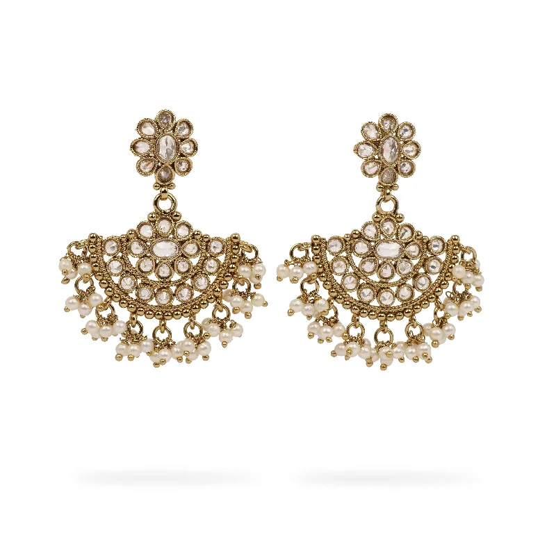 Twist knot earrings-Suhana Long Earrings in White