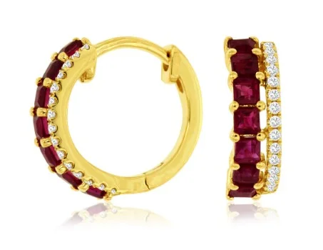 Bold cuff earrings-14 Karat Yellow Rubies Gemstone Earrings