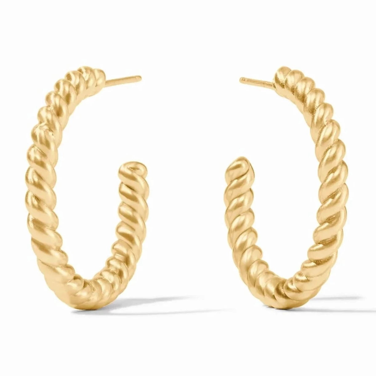 Fiber bead earrings-Julie Vos 24K Gold Plated Nassau Hoop Earrings, Medium