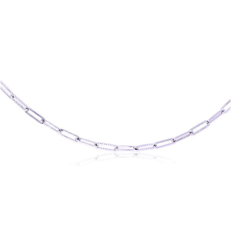 High shine necklaces-18K WHITE GOLD 16-INCH PAPERCLIP LINK NECKLACE