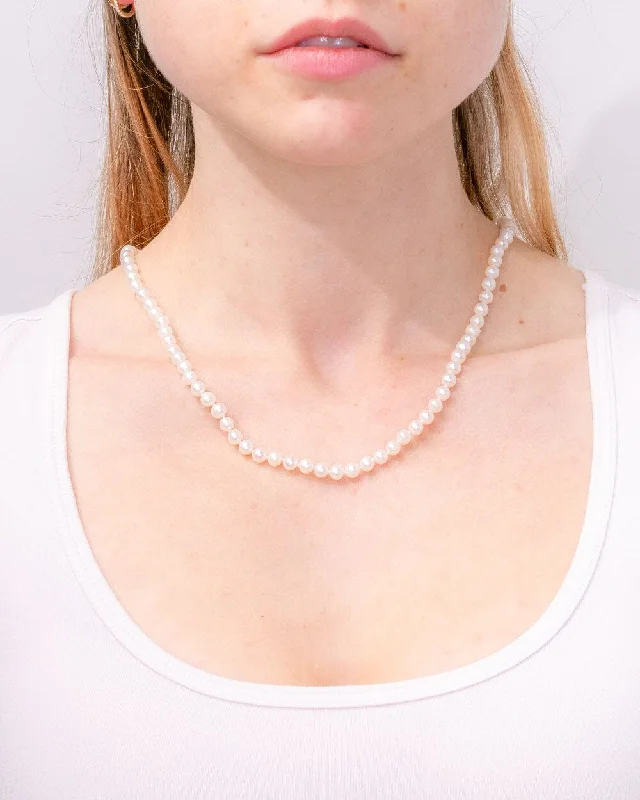 Lasso-style necklaces-5mm White Pearl Necklace