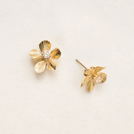 Flow design earrings-Petite Plumeria Studs