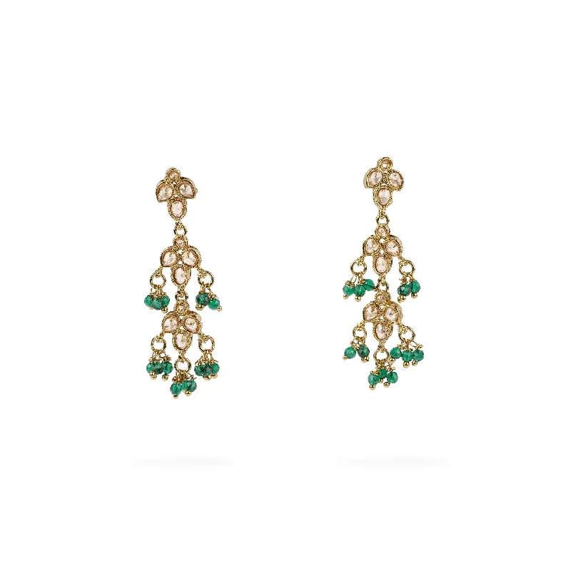 Slim hoop earrings-Mila Drop Earrings in Green