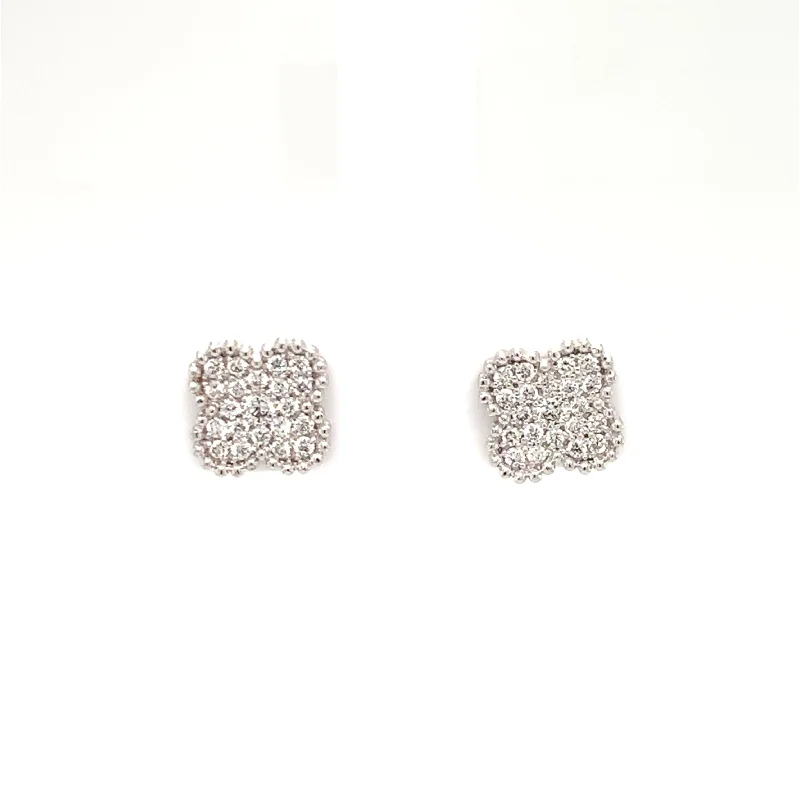 Trekker feather earrings-14 Karat White Stud Diamond Earrings