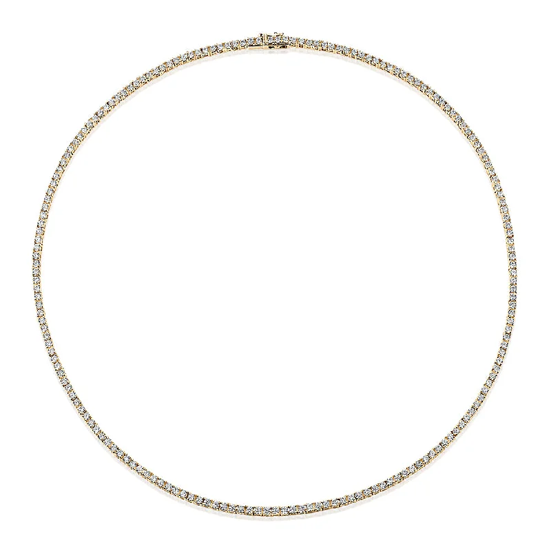 Graceful design necklaces-Round Brilliant tennis necklace with 5.52 carats* of diamond simulants in 10 carat yellow gold