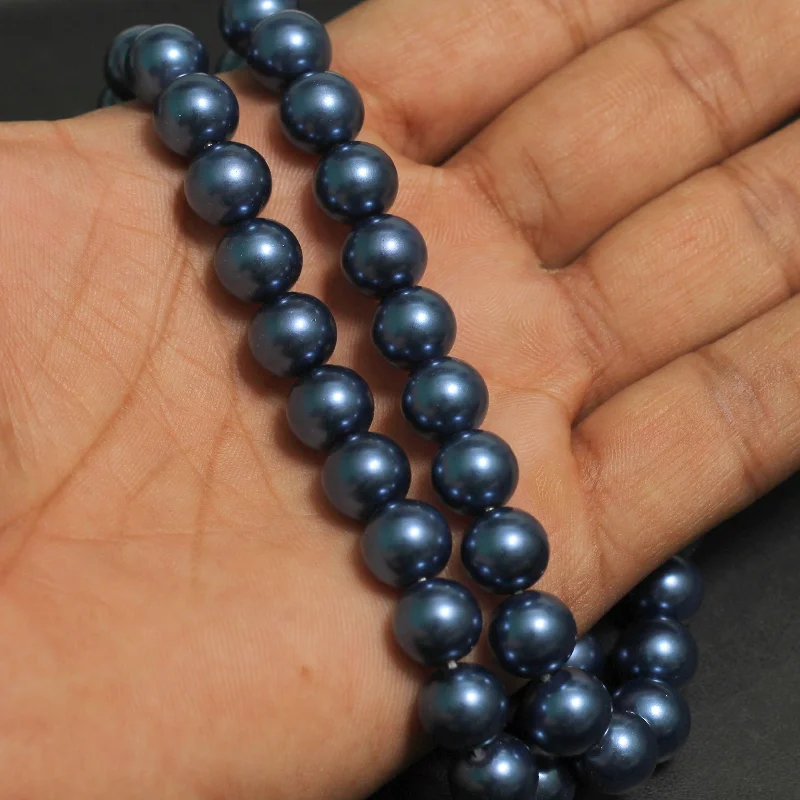 Spinel rings-1 String, 10mm Blue Faux Round Pearl Beads