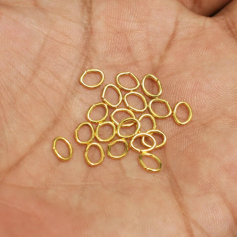 Bright modern rings-6x5mm Golden Oval Open Jump Rings