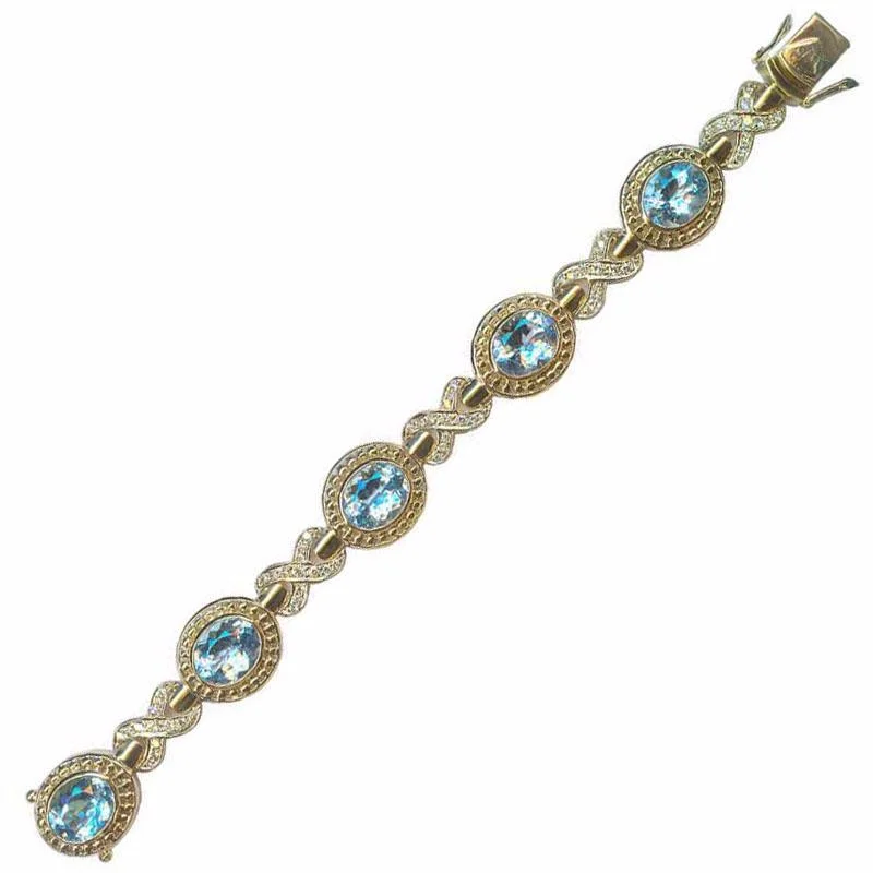 Rustic flair bangles-Bracelet-Blue Topaz and Diamond