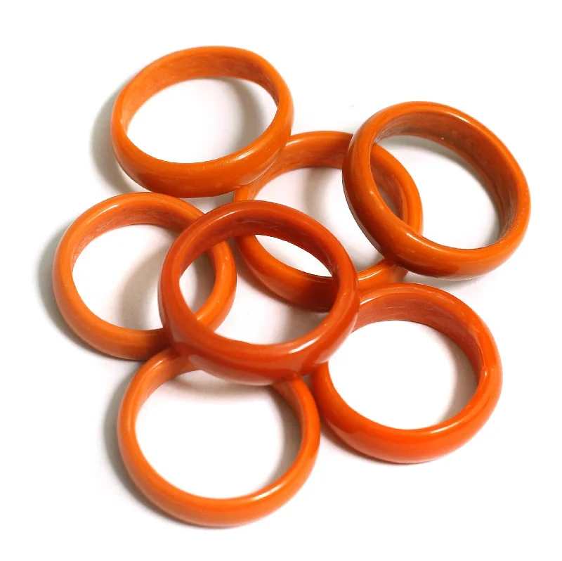 Firm clasp rings-50 Pcs, Assorted Orange Glass Finger Rings