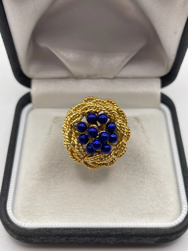 Spinel rings-18ct gold lapis lazuli cluster ring