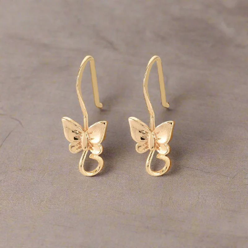 Flex open rings-20x8mm Butterfly Brass Earring Hooks