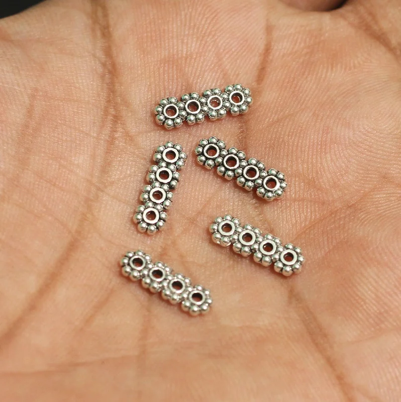 Small star rings-20 Pcs 14x4mm German Silver 4 Strings Spacer Connectors