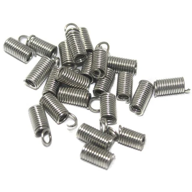 Coil knot rings-100 Pcs, 10x4mm Silver Spring Tips Cord Ends